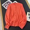 Cárdigan Japonés Sencillo Primavera 2023 Nuevo Cuello Redondo Chaqueta de Punto Fina Abotonadura Sencilla Manga Larga Camisa Básica 454764