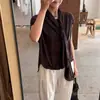 Top de Estilo Perezoso con Diseño de Cinta Retorcida en Stock, Caído, Transpirable, Corte Holgado, Adelgazante, Diseño Único de Manga Corta
