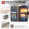Cuero genuino seleccionado adecuado para Apple 18, funda tipo libro de cuero con patrón de lichi, funda de teléfono anti-robo RFID para negocios iPhone 17
