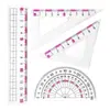 Conjunto de réguas anti-miopia para alunos do ensino fundamental e médio, conjunto de 4 peças incluindo régua triangular, régua ondulada e transferidor multifuncional