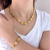 Europa y Estados Unidos transfronterizo nuevo punk estilo callejero temperamento acero inoxidable personalidad cierre cuadrado conjunto de pulsera y collar de cadena
