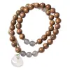 Pulsera Doble Círculo de Sándalo Xinshan Australiano 0.8 DIY Ágata Hebilla de Seguridad Pulsera de Cuentas Budistas para Hombres y Mujeres Venta al por Mayor