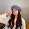 Boina de otoño e invierno para mujer estilo coreano moda que hace que la cara se vea pequeña sombrero de felpa estilo japonés que combina con todo circunferencia de cabeza grande boina de pintor Beilei moda