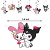 Decoración para fiesta de cumpleaños con temática de Kuromi, tarjeta de pastel con bandera de Kuromi, globo, espiral, tarjeta de invitación con dije