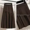Ropa de Mujer Tallas Grandes Gordita Mm2025 Otoño e Invierno Nueva Moda Tendencia Cintura Alta Diseño Delgado Falda Plisada de Punto