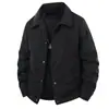 Jaqueta Masculina Transfronteiriça Outono e Inverno 2025 Lapela de Veludo Cotelê Cor Pura Business Casual Meia-Idade Veludo Jaqueta Espessa para Homens