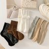 Calcetines de Color Sólido con Rayas Verticales para Mujer, Calcetines de Media Caña, Moda Ins, Algodón, Primavera y Otoño, Estilo Japonés JK con Zapatos Birkenstock, Calcetines de Verano