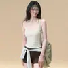 Camiseta sin mangas deportiva de verano, color liso, versátil, ajustada, ropa interior para mujer, camisola, prenda exterior, conjunto de yoga, shorts básicos, conjunto de fitness