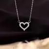 Collar de plata de ley S925 con forma de corazón y diamantes para mujer, estilo ins, lujo ligero, nicho, cadena para la clavícula de alta calidad para novia en Qixi