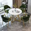 Mesa de comedor de pizarra de lujo ligero, mesa redonda pequeña nórdica, mesa simple de negociación para oficina de ventas, mesa pequeña para apartamento de uso doméstico, mesa redonda de ocio