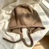 Gorro de punto para mujer, otoño e invierno, cálido, estilo coreano, hace que la cara se vea más pequeña, gorro de lana, adecuado para circunferencia de cabeza grande, versátil, protección para los oídos, gorro para clima frío