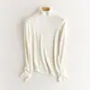 Capa base térmica de lana de cuello alto irregular, top simple de manga larga de color liso, top ajustado para otoño/invierno, estilo nuevo, efecto adelgazante