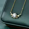 Collar Colgante de Vidrio Chapado en Oro de 14K con Moissanita de 2 Quilates para Mujer, Joyería de Lujo Ligero Dulce y Fresca