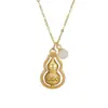 Colar de Prata Esterlina S925 com Pingente de Jade Hetiano Natural em Forma de Cabaça Oca Rotatório Nova Corrente para Suéter com Pingente Folu Oco Chinês