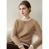 26 Novidades Outono/Inverno 100% Caxemira Suéter de Tricô Gola Redonda, Manga Longa, Macio e Solto, Color-Block, Camisa Base Falsa de Duas Peças para Mulheres