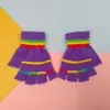 Guantes de Invierno para Niños Sin Dedos Cálidos Guantes de Lana Tejidos a Rayas de Bloques de Color para Estudiantes Escribiendo En Stock Venta al por Mayor