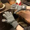 Guantes sin dedos de punto jacquard estilo Fair Isle retro compatibles con pantalla táctil para mujer, Guantes cálidos de invierno para exteriores, Ciclismo, Antifrío