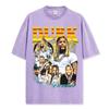 Camiseta de manga corta lavada con estampado de Lil Durk, estilo americano transfronterizo, cuello redondo y manga larga con capucha para hombre