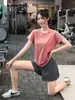 Traje de Ropa Deportiva de Secado Rápido para Mujer Verano Delgado Holgado Top Camiseta Deportiva para Gimnasio Pantalones Falda de Yoga Falsos de Dos Piezas