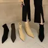 Chuyuji 2026 Otoño/Invierno Nuevas Botas Elásticas de Punta Fina y Tacón de Aguja, Botas Delgadas de Celebridad de Internet, Botines de Tacón Alto Mate para Commuting para Mujer