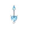 Piercing para el ombligo de acero inoxidable con forma de corazón de melocotón y circonitas brillantes. Piercing para el ombligo. Piercing para el cuerpo humano.