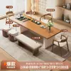 Juego de mesa de té y sillas de madera maciza para uso doméstico, diseño minimalista moderno, mesa de té de estilo nuevo para preparar té, adecuada para el hogar, lujo ligero, recepción y uso de oficina