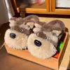 Lindas pantuflas de algodón con temática de perro para mujer, perfectas para otoño e invierno. Estas pantuflas de peluche de dibujos animados de Schnauzer son cálidas, de suela gruesa y forradas de felpa para mayor comodidad en casa.