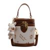 Bolsa Balde Borboleta Retrô Cor Contraste Feminina 2025 Design Nicho Bolsa Cilíndrica Portátil Moda Textura Bolsa Mensageiro de Ombro