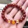 Pulsera Zodiacal de Ágata Roja Natural para Hombres y Mujeres con Estampado Dorado y Cuentas de Obsidiana Bagua, Aproximadamente 8-14mm