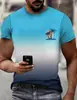 Camiseta de Manga Corta para Hombre Nueva Transfronteriza 2026 con Bloques de Color Impresión 3D, Camiseta Casual Deportiva de Cuello Redondo de Moda