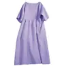 Vestido de Manga Corta Talla Grande para Mujer, Vestido Casual de Muñeca Lindo con Cuello Redondo, Estilo Artístico Holgado, Nuevo Vestido Primavera-Verano 2026