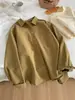 Camisa de Algodón Puro Retro Japonés con Bolsillo y Solapa para Mujer, Sensación Holgada, Chaqueta Camisa Retro Oversize 2026 Otoño