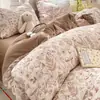 Juego de cuatro piezas de gasa de doble capa clase A Grado madre y bebé Gasas amigables con la piel Funda de edredón Sábana transpirable suave para dormir sin ropa Uso doméstico Primavera y Otoño