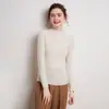 Novo suéter de gola alta 100% cashmere para mulheres, suéter de malha pullover base 100% cashmere, corte justo e que valoriza a silhueta