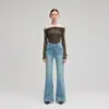 Jeans Transfronterizos para Mujer 2026 con Lycra, Elástico en Cuatro Direcciones, Sin Restricciones, Tacto Similar al Algodón, Cintura Alta, Ceñidos a la Cadera, Adelgazantes, Pantalones de Campana