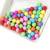 Atacado do Fabricante Contas Redondas Sólidas de Acrílico Coloridas Kit de Material Artesanal DIY para Crianças Conjunto de Miçangas