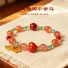 Novo Estilo Chinês Natural Gelo Flutuante Vermelho Sul Beaded Pulseira para Mulheres Literária Retrô Turquesa Ano do Cavalo Pulseira Presente Atacado