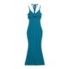 Vestido Sexy Halterneck Ombro a Ombro Suspensório Design de Verão Cintura Justa Saia Quadril Menina Quente Saia Longa Atacado