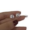 Productos genuinos de alta calidad 6A Luz Fuerte Zhuji Venta al por mayor Pendientes de Perla Plana Redonda de Agua Dulce Natural Plata S925 Pendientes Simples