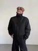 Jaqueta de Voo de Algodão com Gola de Pelo Estilo Celeiro Retro Americano para Homens, Casaco Parka de Algodão com Lã Espessa para Inverno, Tendência
