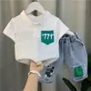 Conjunto de Camisas Polo de Verano para Niños 2024 Nueva Moda Atuendo de Verano para Bebé Ropa Fresca de Manga Corta Estilo Coreano para Niños de Moda