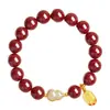 Tienda de Fábrica Auténtico Pulsera de Cinabrio y Pulsera de Jade Hetian con Alto Contenido de Arena Dorada Púrpura, Regalo de Qixi para Novia, Se Puede Enviar en Nombre de Otros