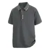 Camisa Casual Simple de Manga Corta para Hombre de Verano Color Sólido con Cuello Lapel Negocio Simple Camisa de Manga Corta para Hombre de Verano Algodón Puro Transfronteriza