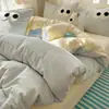 Juego de Ropa de Cama Estilo Ins, Juego de Cuatro Piezas de Algodón Lavado, Funda de Edredón, Sábana, Funda de Colcha, Dormitorio de Estudiante, Juego de Tres Piezas para Cama Individual