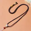 Cordão com Pingente de Mantra de Seis Palavras Dourado Tecido à Mão, Cordão com Pingente de Fivela de Segurança Pixiu de Jade