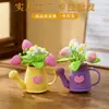 Exquisita regadera de ganchillo hecha a mano, adorno para plantas, linda y relajante, adecuada para decoración de escritorio y como regalo hecho a mano