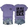 Camiseta informal de manga corta con estampado europeo y americano a doble cara, estilo "mi mamá jugadora de voleibol", versátil y de cuello redondo.