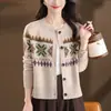 Elegante Abrigo Suéter Jacquard Bordado para Mujer, Nuevo Cárdigan Corto de Punto Otoño/Invierno para Mujeres Menudas