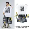 Dança de Rua Crianças Roupas da Moda Estilo Hip Hop Meninos e Meninas Conjunto de Manga Curta Lindo Descolado Roupa de Performance Hip Hop Infantil Fashionable Street Buster
