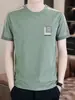 Camiseta de Manga Corta para Hombre Estilo Británico Marca de Moda Casual 2026 Camiseta de Alta Gama Holgada Casual Top de Media Manga Ropa para Hombre